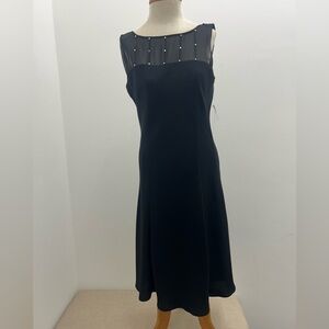 Evan Picone Black Midi Dress with Sheer Detail